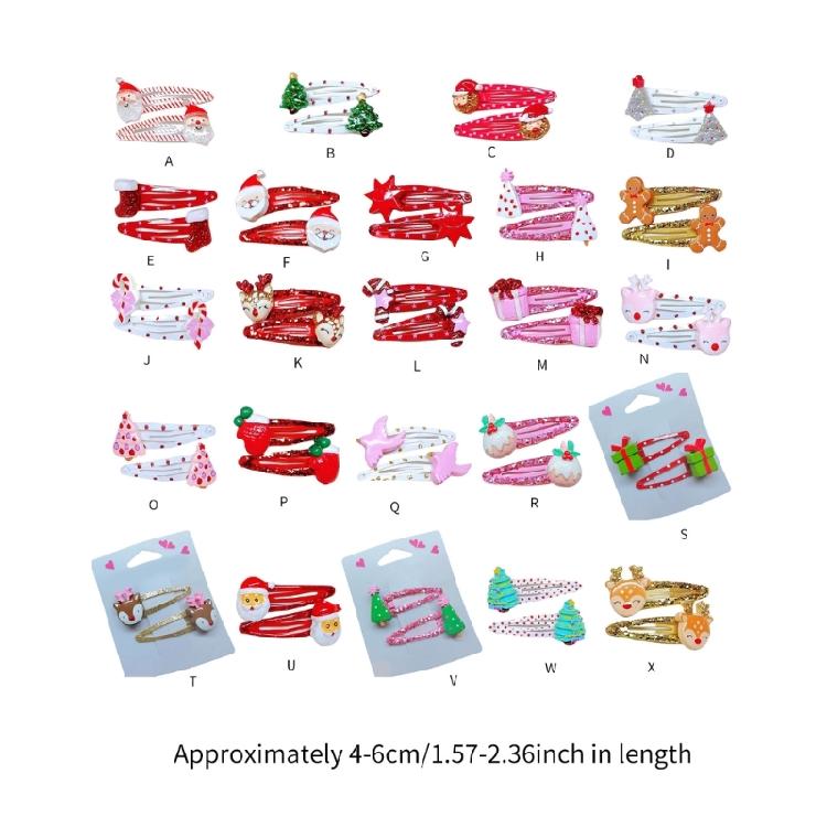 Beliebte Weihnachts-Haarspange Rutschfest Starker Clip Weihnachtsmotiv-Designs Für Frauen und Kinder Alltags-Haarschmuck 1 Paar