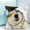 pc Majestic Wolf Print Pillowcase Set  Polyester NonEmbroidery Cushion Covers for Sofa Bed Man Cave Home Decor