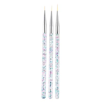 3Pcs/set Nail Art Liner Brush Nail Gel Polish Painting Nail Art Design Brush Pen Set Rhinestones Handle Nail Drawing