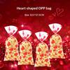 30/50/100Pcs Transparent Plastic OPP Bags Red Heart LOVE Printed Gift Bags With Golden Ties For Valentine'S Day And Couples