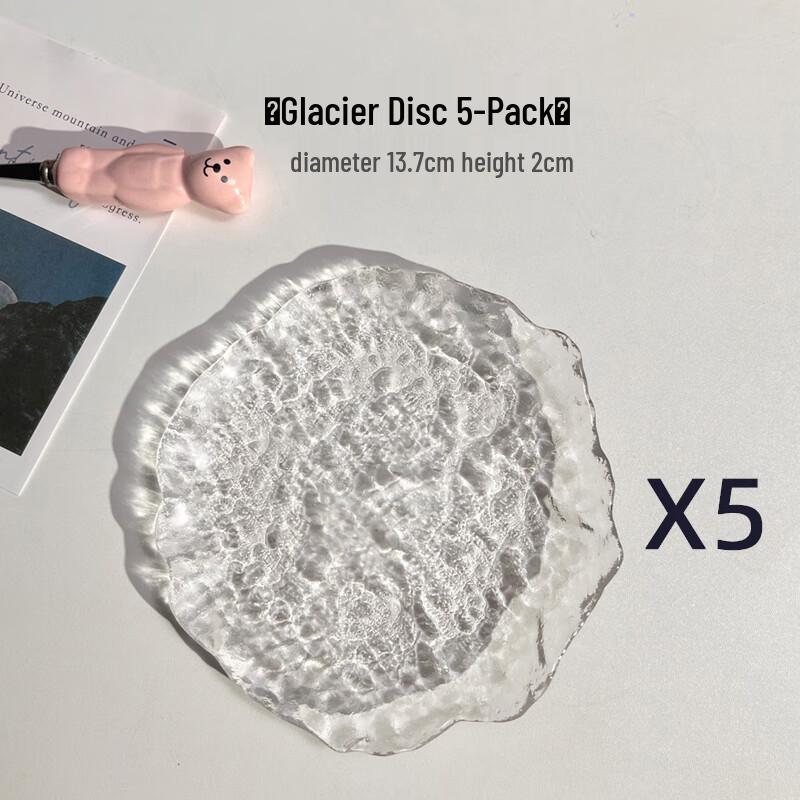 Nordic Irregular Glacier Glass Dessert Plates, Set of 5