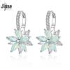 Jinse Women's Zircon Crystal Flower Stud Earrings & Simple Korean Fashion Copper Ear Cuffs