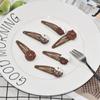 5.5cm/2.17in 3Pcs Coffee Hair Clips For Women Cute Cookie Cake Bangs Side Clip Simulated Food Girls Accessories