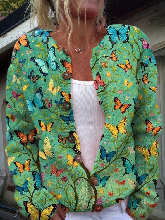 2025 Christmas Abstract Print Casual Imitation Wool Sweater