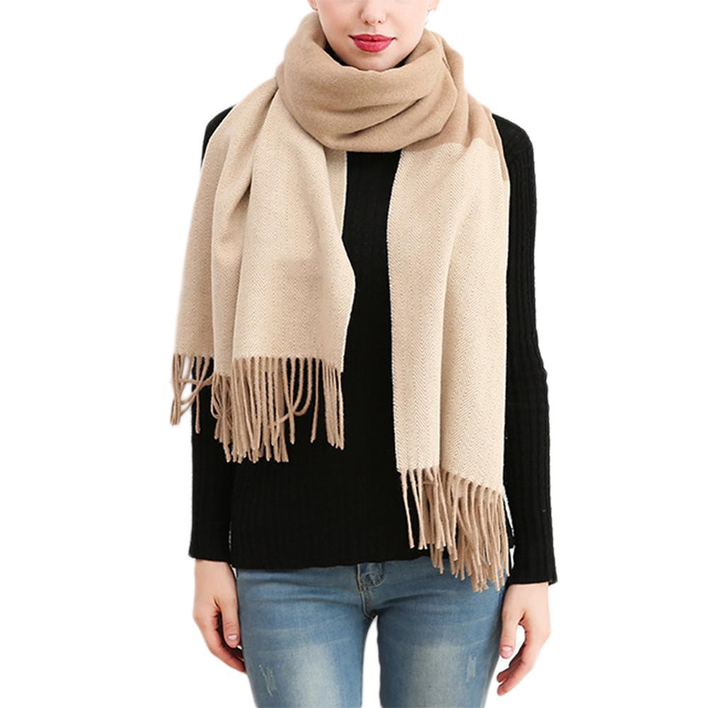Unisex Fashion Faux Cashmere Shawl Color Matching Scarf Cape with Tassels Warm Pashmina Gift