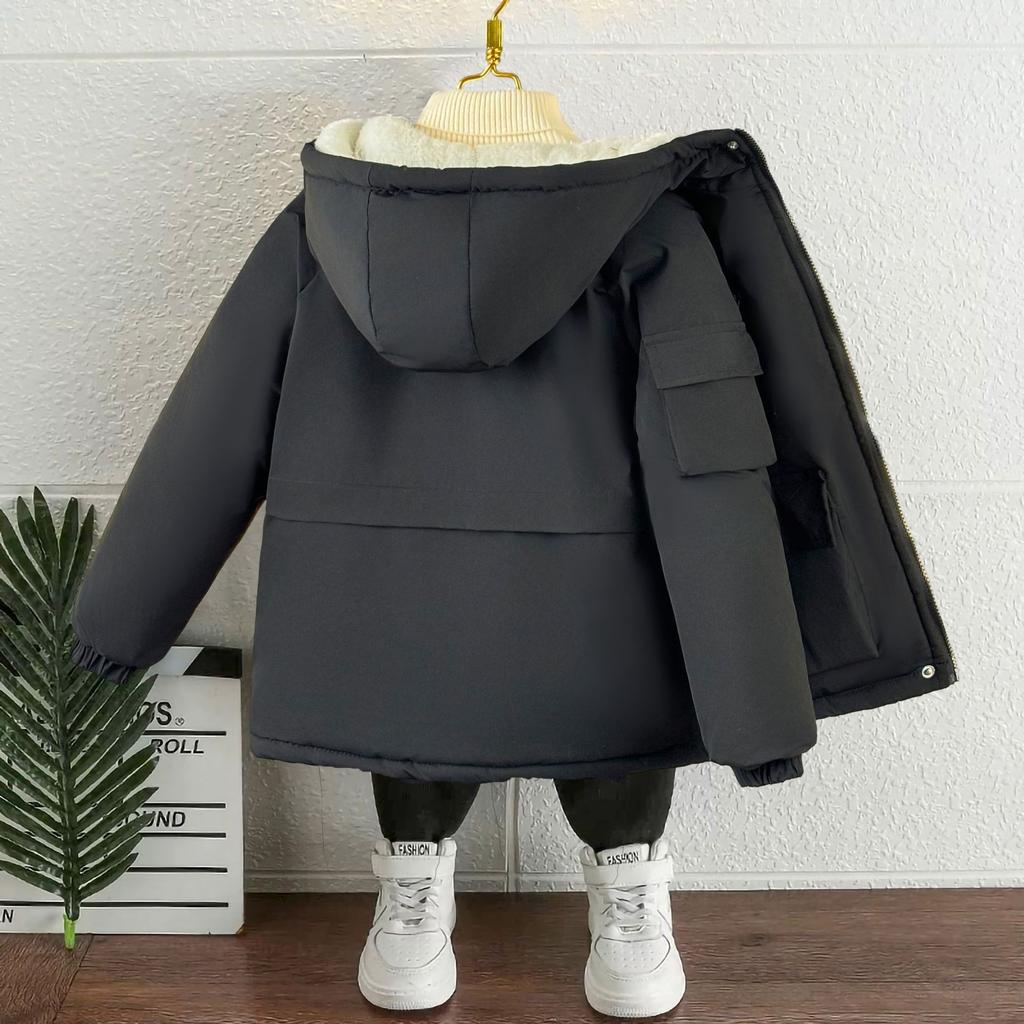 Haine casual pentru copii, din fleece cald, căptușite cu bumbac, Haine groase de iarnă la modă pentru băieți, căptușite cu bumbac