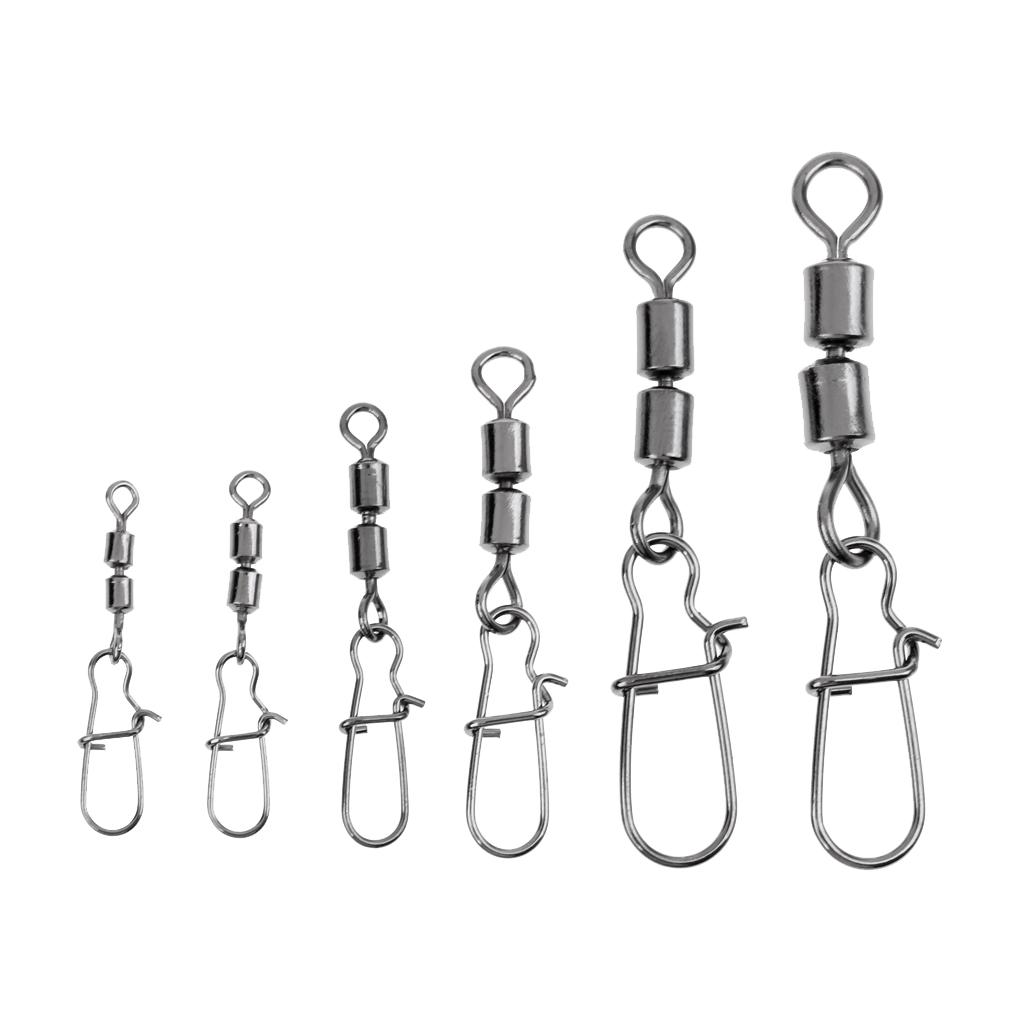 3 Pieces Fishing Bearing Rolling Swivel Metal with Snap Solid Rings Lure Connector Tackle