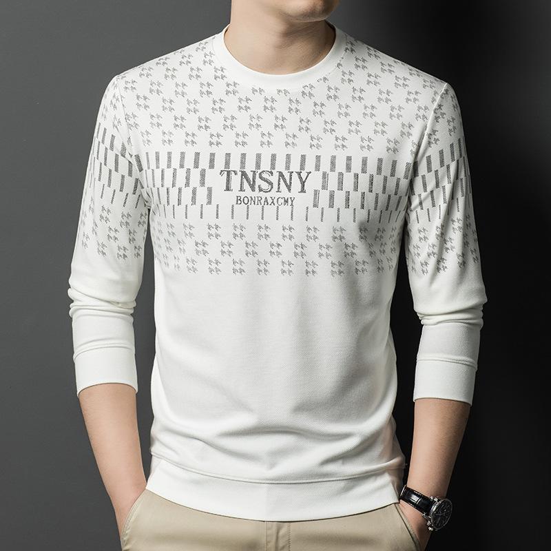 Sweater Men's Spring and Autumn High-end Trend Brand Men's Long Sleeve T-Shirt Crew Neck Pullover Bottom Shirt