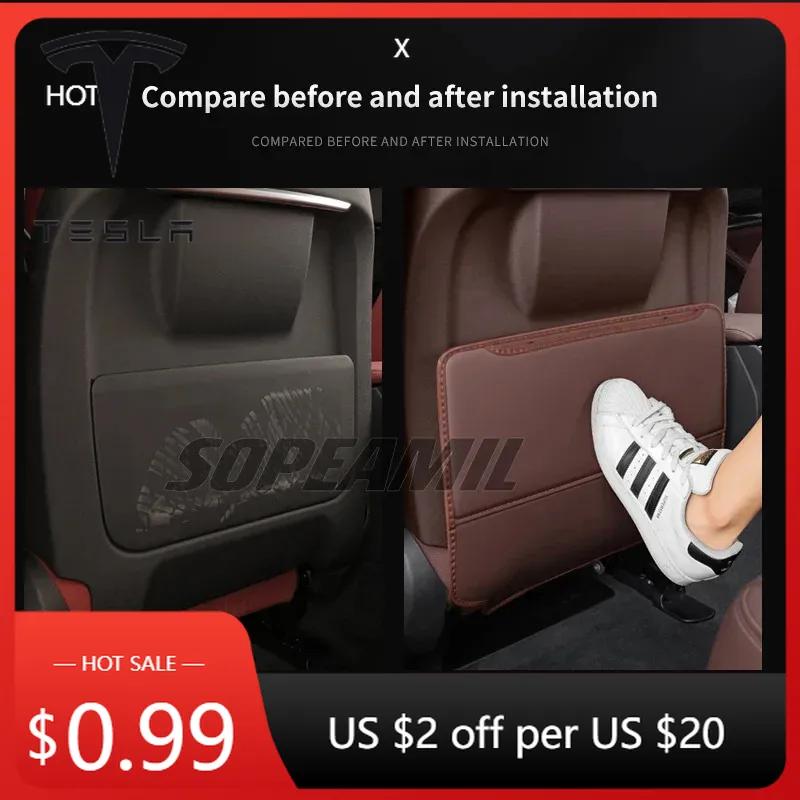 Car Sticker Tesla Car Seat Back Protection Anti-Kick Pad Rear Seat Storage Bag For Tesla Cybertruck Beast Roadster Model 3 Model