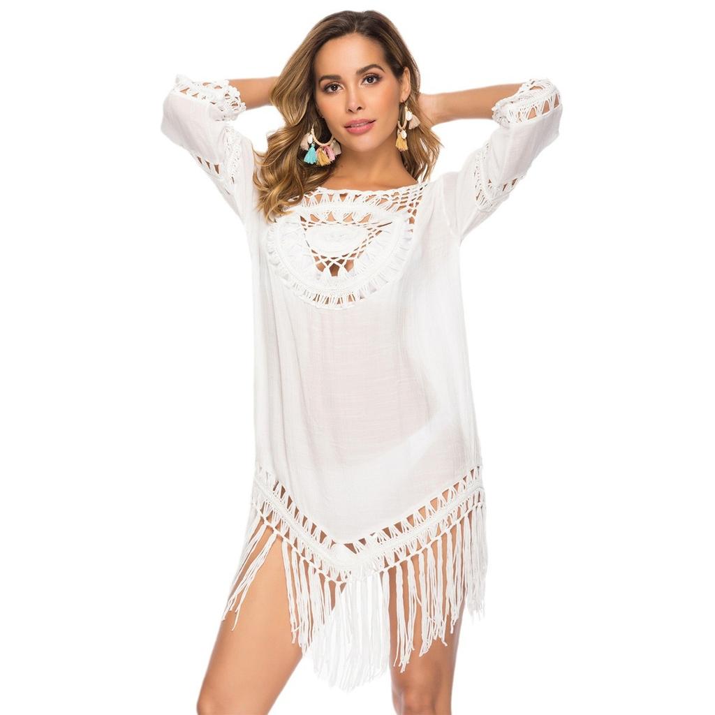 Women's Smock Patchwork Loose Fringe Vacation Style Beach Smock