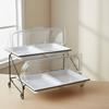 Lidded Food Serving Station Transparent Lids 2-Tier Buffet Serving Stand Rectangular Food Display Stand Particles-Resistant Lids