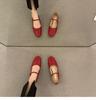 Fashion Flat Shoes for Women 2025 Spring and Autumn French Square Toe Silver Mary Jane Plus Size Women's Shoes Zapatos Mujer ladies