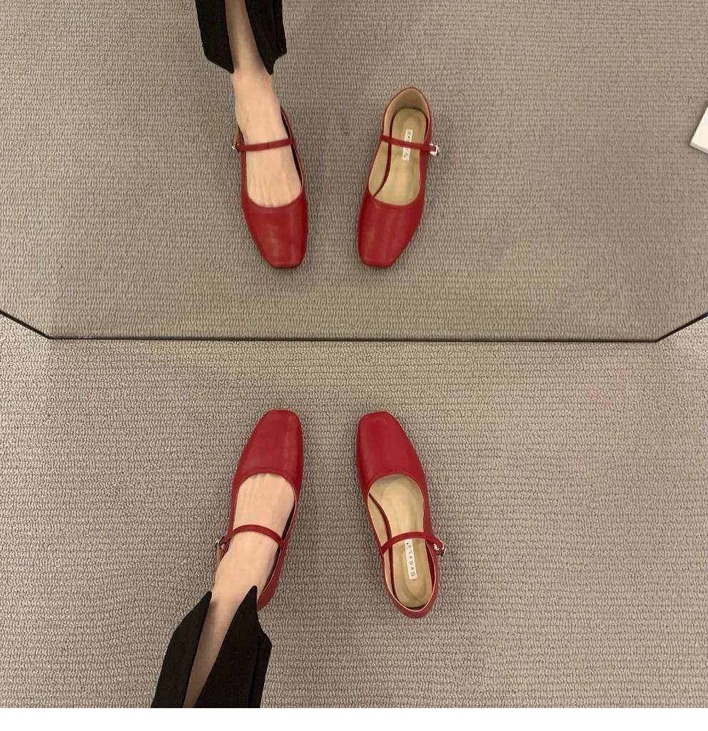Fashion Flat Shoes for Women 2025 Spring and Autumn French Square Toe Silver Mary Jane Plus Size Women's Shoes Zapatos Mujer ladies