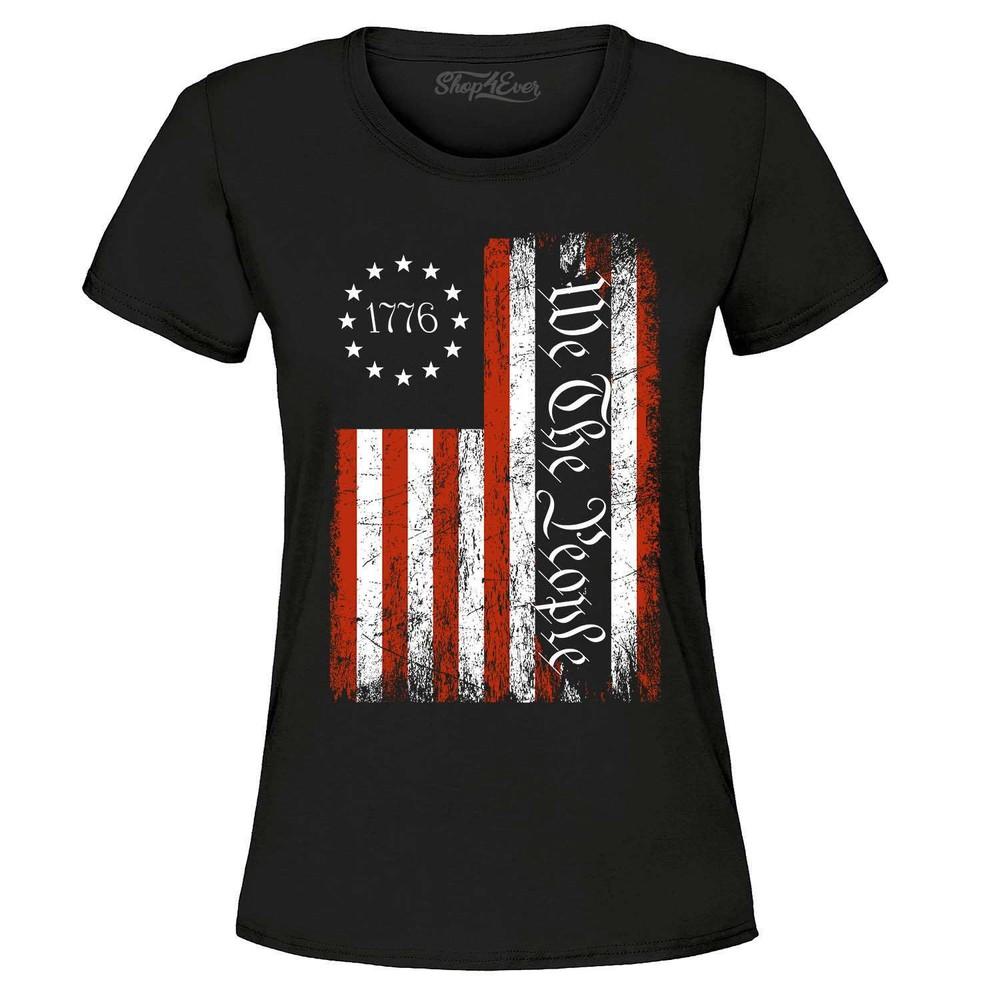 

We the People 1776 American Flag Women s T-Shirt 4th of July Shirts 4XL
