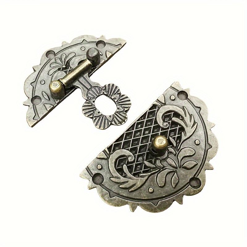 2pcs Vintage Metal Hasp Lock for Jewelry Box, Notebook, Gift Box-Antique Bronze Zinc Alloy Closure with Spring and Pin