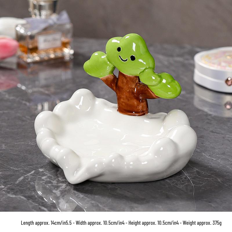 Ceramic Cute Anti-Waterlogging Soap Dish Holder for Bathroom Use