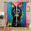2D flat printing 2pcs Curtain Black Cat Gold Chain Digital Printed Polyester Drapes Festive Holiday for Indoor Celebrations Room