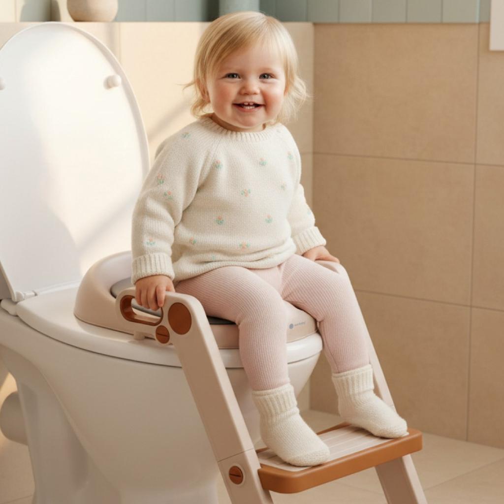 Toilet Seat Cover Seat For WC Toilet For Child Platform Ladder Soft Seat Footrest White Gold Sun Baby