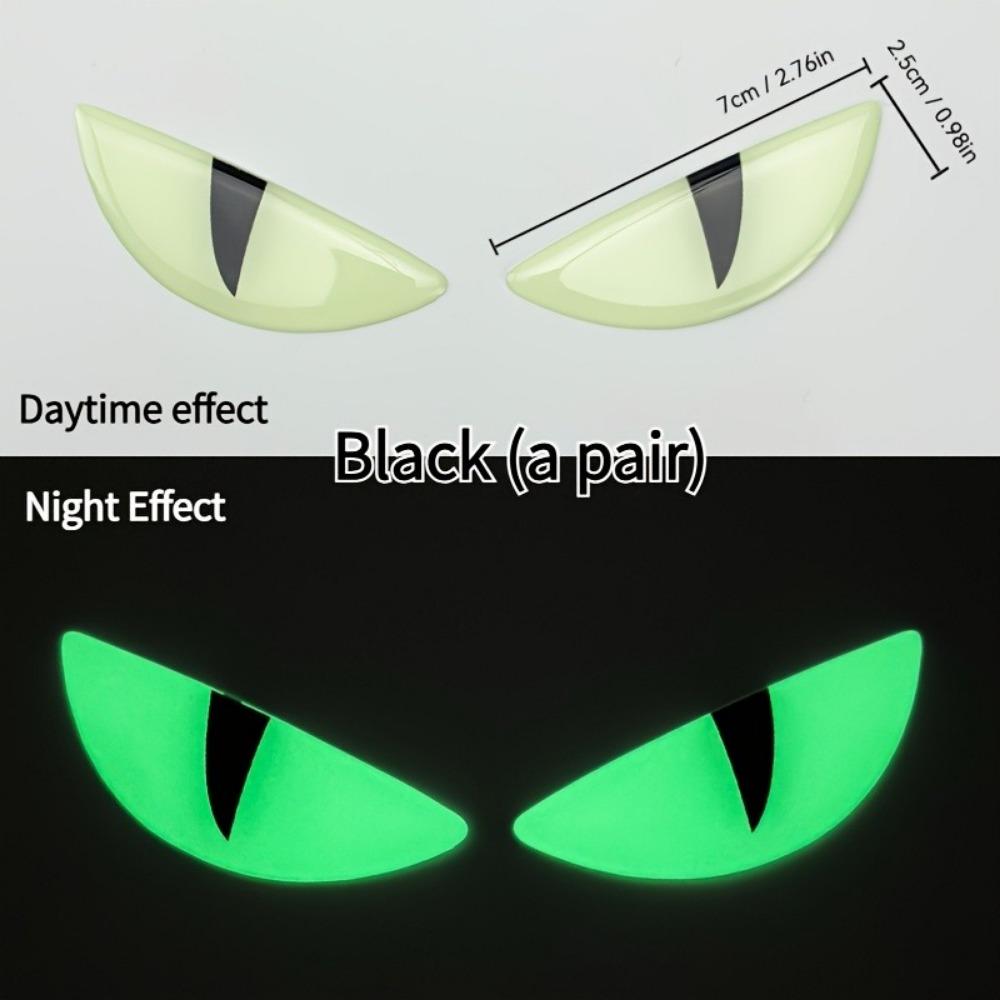Motorcycle Cat Eyes Glow Stickers 2pcs Green Night Luminous Bike Decal 7cm