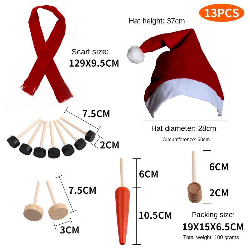 

Party Upgrade Christmas Snowman Dress Up Set Combination Wooden Button Pipe Hat Scarf