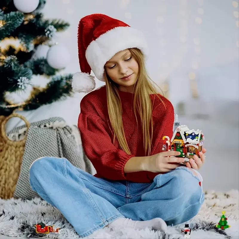 Forest House Building Blocks Snowman Cabin Toy Model Bricks Holiday Decoration Kids DIY Toys Unique Holiday Gift