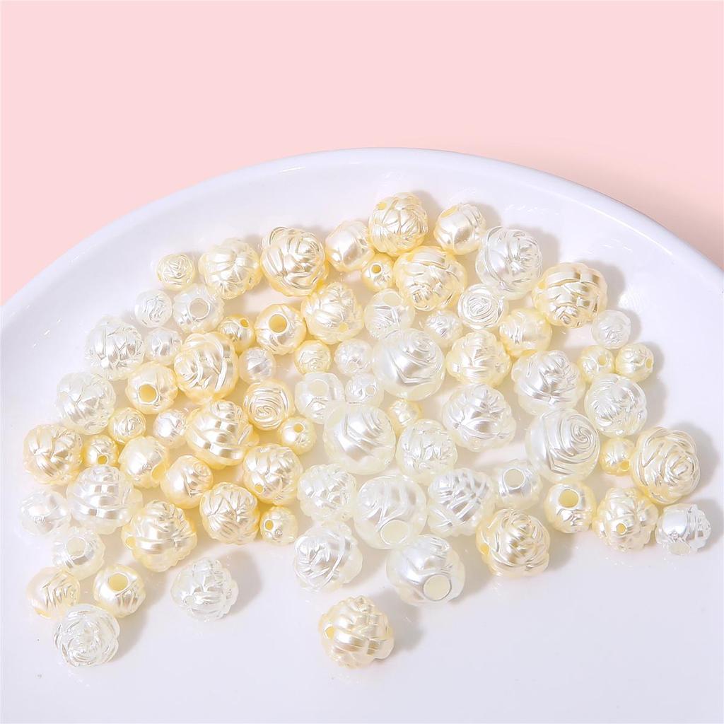 6-12mm Bílé/Slonovinové Akrylové ABS Imitace Perlové Růže Korálky pro DIY Výrobu Šperků