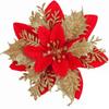 Christmas Flower Christmas Decorations Wreath Christmas Tree Gold Glitter Plastic Flower Ribbon Clip Wire