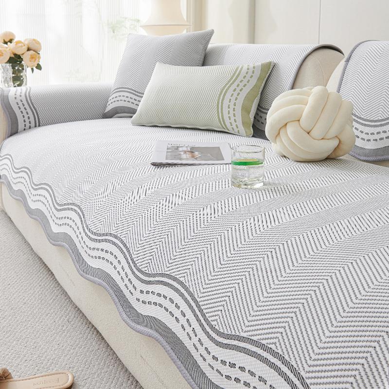 Cool Feeling Cold Silk Cold Bean Sofa Cushion Summer Mat Cushion Non-Slip Seat Cushion Summer Straight Row Sofa Cover Cover Cloth