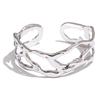 Yhpup Stylish Unique Design Stainless Steel Metal Hollow Wide Cuff Bracelet Bangle Texture Rust Proof 18K PVD Plated Jewelry