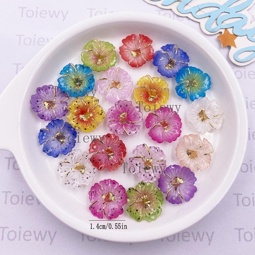 14/18mm Resin Colorful Flower Christmas Decor 1 Hole Pendant Flatback Rhinestone Art Applique DIY Wedding Charm Scrapbook Crafts