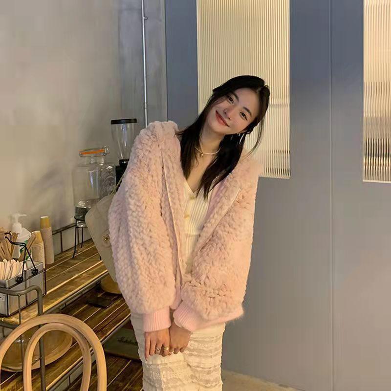 Imitation Fur Jacket Women's Autumn and Winter Rex Rabbit Fur Coat Thickened Loose Short Plush