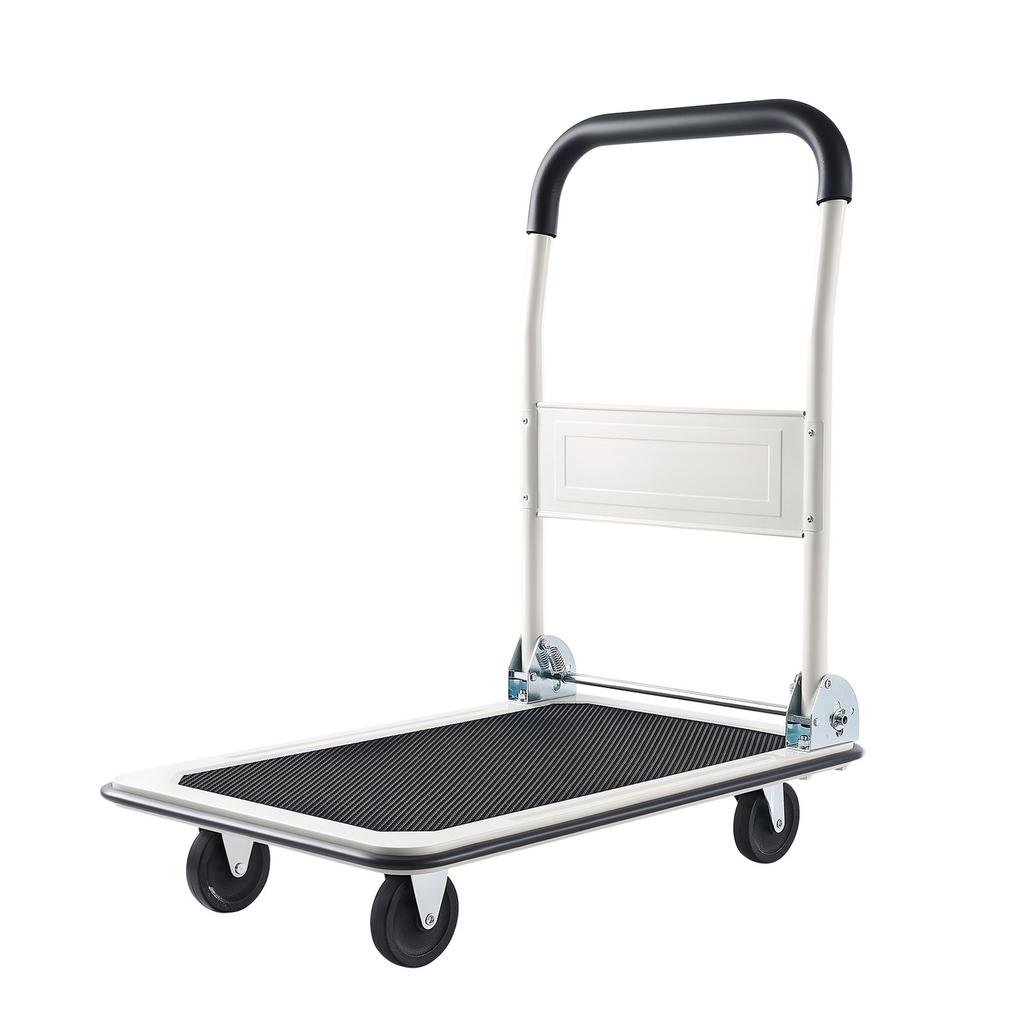 Foldable Push Cart Dolly, 149.69 Kg Capacity, Folding Platform Truck with Swivel Wheels, Moving Platform Hand Truck Flatbed Cart, Space Saving Push