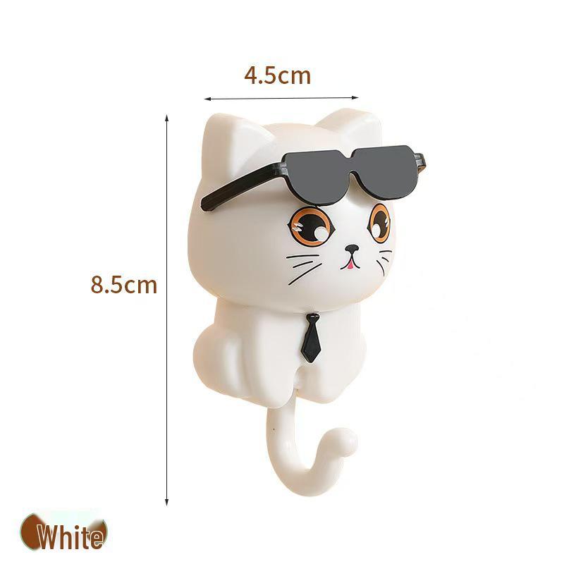 Cartoon Cat Wall-Mounted Coat Hooks for Bathroom and Entranceway