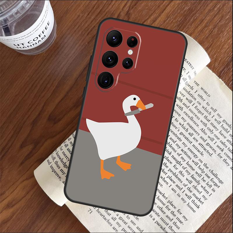 Cartoon Cute Goose Phone Case For Samsung Galaxy S25 S24 S23 S22 S21 Ultra S9 S10 S20 Plus S24 FE Funda Cover