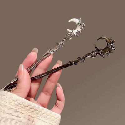 Chinesischer Stil Schwarzer Mond Quaste Haarnadel für Frauen Elegant Metall Hanfu Essstäbchen Haarnadeln Haarschmuck Ornamente