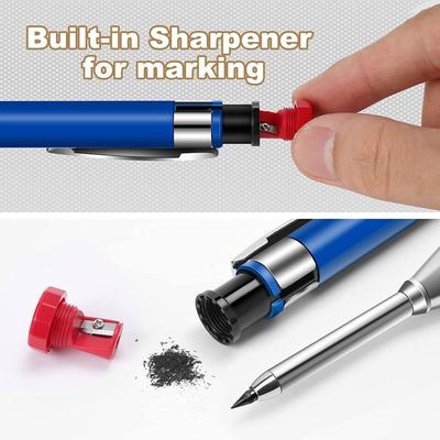 All Metal Deep Hole Marking Pencil 2.8mm Built-in Sharpener Woodworking Pencil Long Head Deep Hole Marking Mechanical Pencil