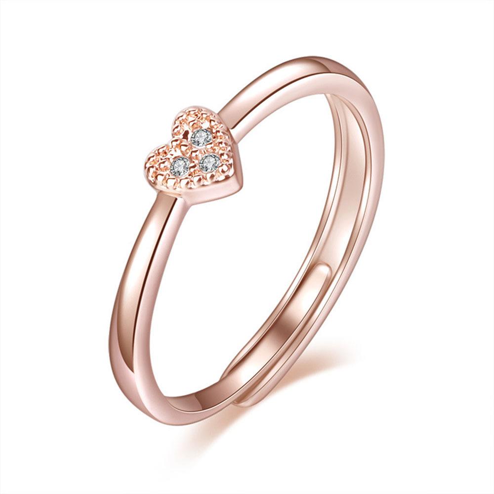 Fashionable Heart-Shaped Rhinestone Ring for Women - Simple Japanese/Korean Style Jewelry