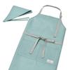 COLORFUL CANDY STYLE Kids Apron Set (150-170cm) with Bandana & Tote Bag, Water Repellent No-Iron Dusty Turquoise Solid Color for School Cooking DIY