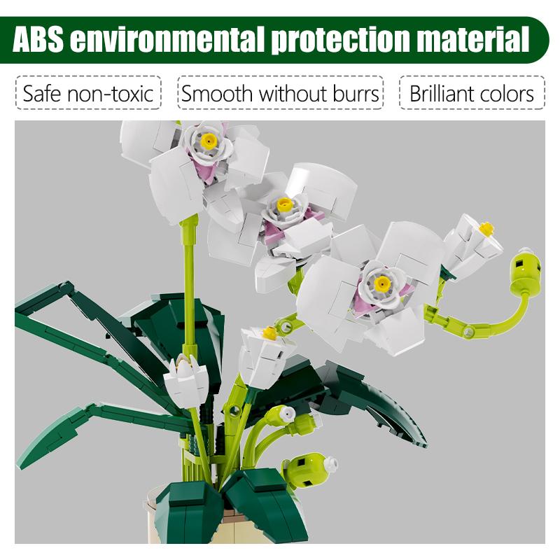 Non-Toxic Moc Bouquet Orchid Flowers Building Blocks City Romantic Home Decoration Friends Bricks Toys For Children Birthday Gifts
