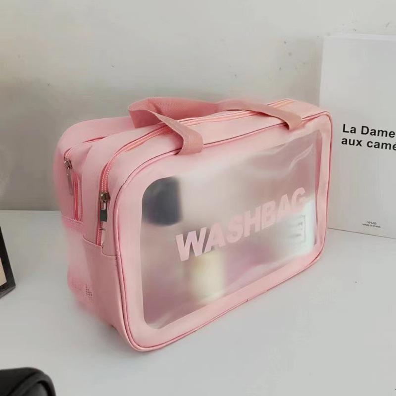 Large Capacity Waterproof PVC Makeup Bag - Portable, Transparent Travel Toiletry Organizer
