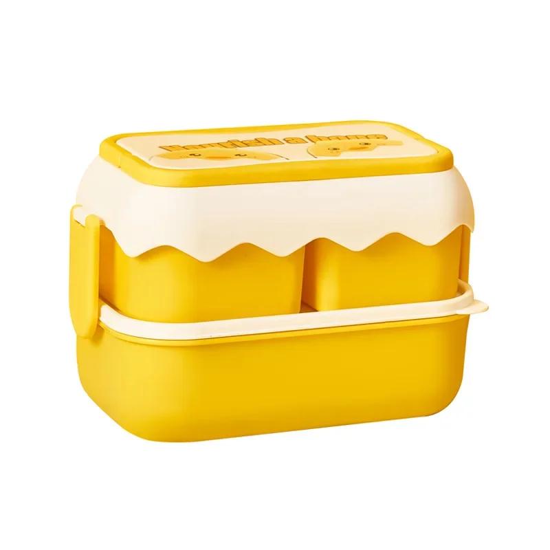 1 stk-Dobbeltlags forseglet plastservise sikkerhet bento matboks, bærbar fruktmatboks