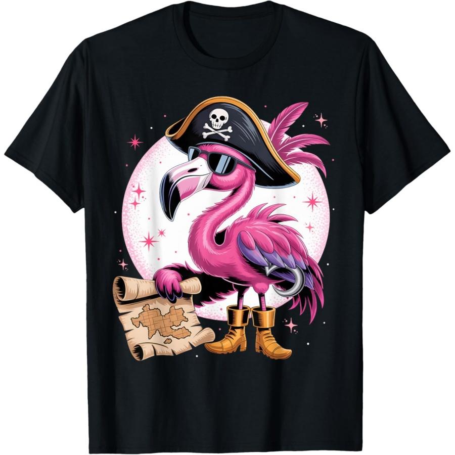 Пиратский Розовый Фламинго Смешной Костюм для Хэллоуин Вечеринки Мужской Женский Футболка S