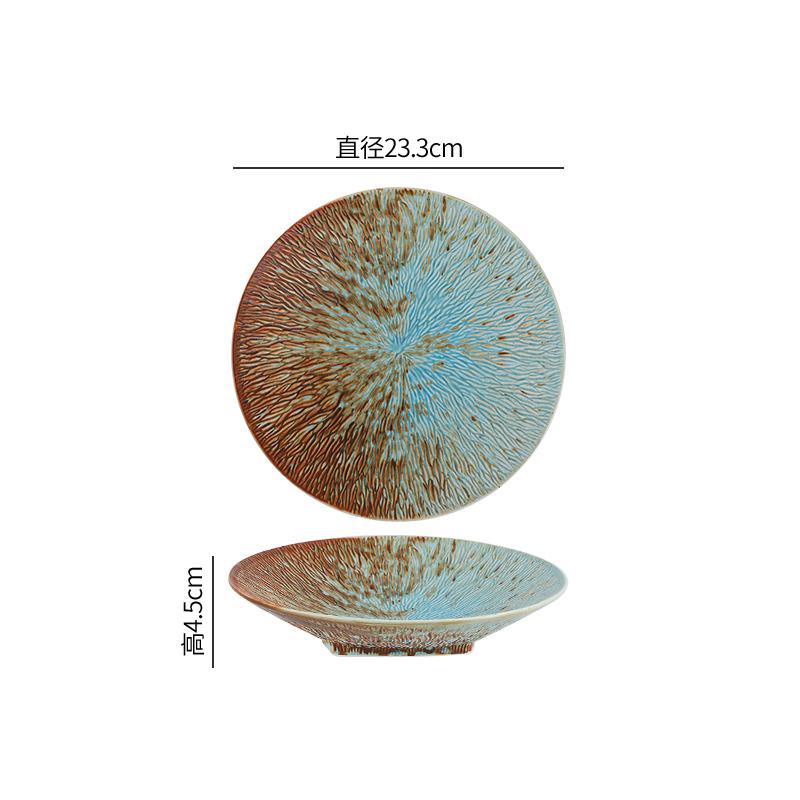 Creative Texture Ceramic Deep Plate Vintage Salad Plate Thick Soup Plate Dessert Pasta Plates RestaurantFeatured Tableware