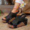Große größe hang ferse coole hausschuhe sommer neue retro plattform römischen sandalen frauen fisch mund muffin hausschuhe