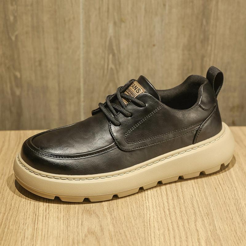 Mens Handcrafted Leather Casual Shoes for Spring and Autumn Comfortable Durable Stylish Walking Shoes