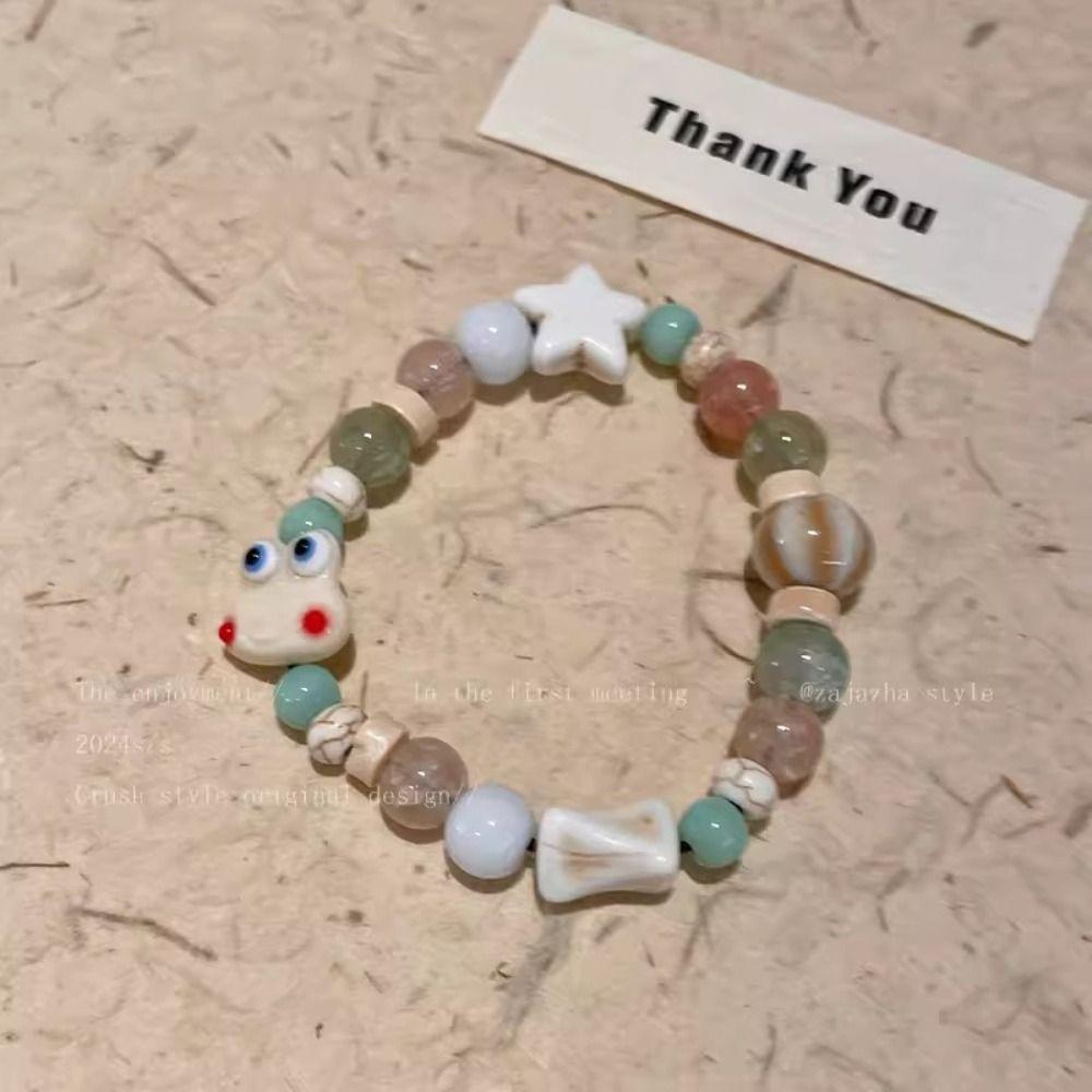 Cartoon Resin Frog Bracelet Korean Style Cute Bead Bracelet Retro Ceramic Fish Bracelet  Gift