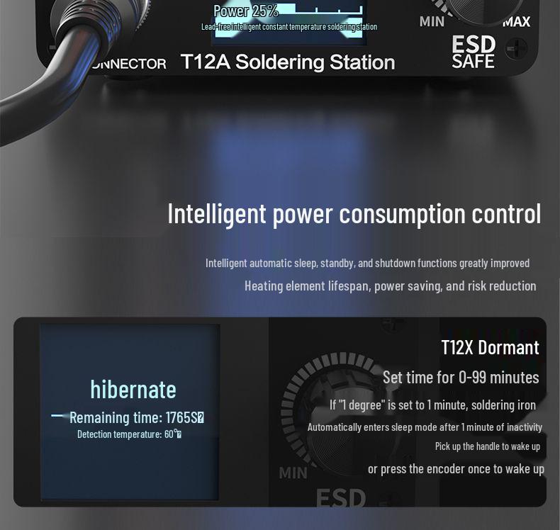 Delixi T12 High Power Electric Soldering Station with Digital Display Temperature Control for DIY Repair and Welding.