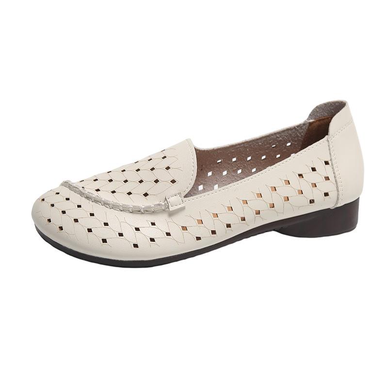 Hollow Doudou shoes women's spring and summer casual and comfortable round head low heel breathable women