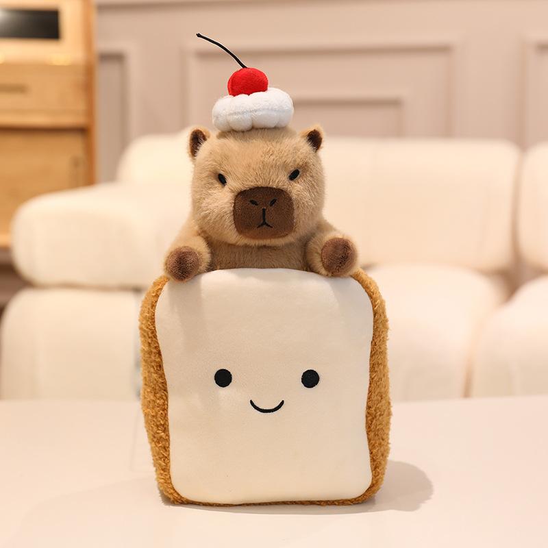 Cute Capybara Plush Toy with Baking Dessert Theme, Soft Cartoon Cake Stuffed Animal, Kawaii Doll Gift for Kids