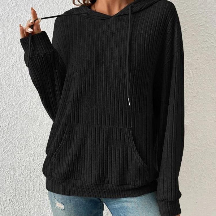 Winter Autumn Casual Hoodie Loose Knitwear Pullover with Kangaroo Pocket